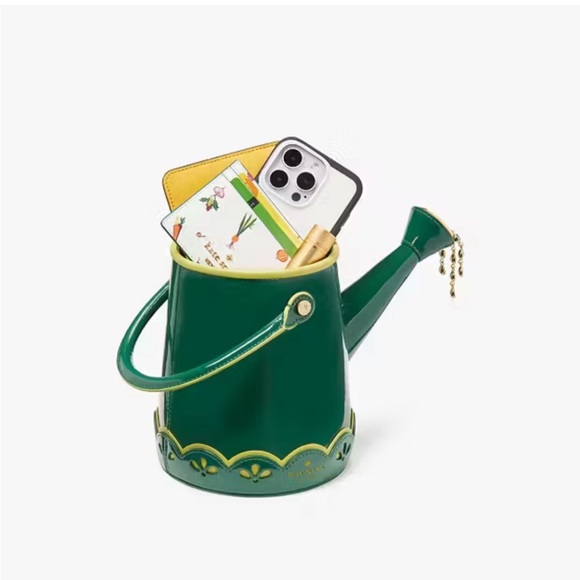 ♠️kate spade Harvest Time Watering Can Patent Fabric Crossbody, Green Multi NWT - Picture 6 of 16